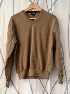 Club Room Men's Large V-Neck Brown Countryclub Grandpacore Vintage Sweater